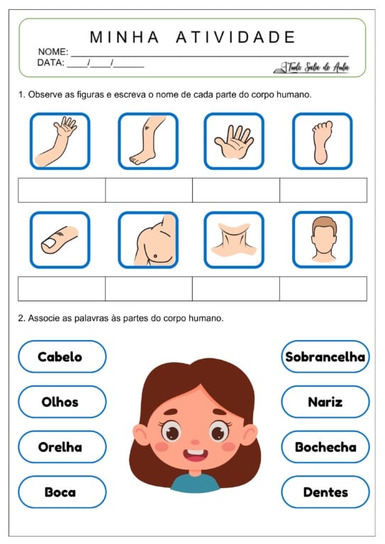 10 Atividades do Corpo Humano para o 1º ano Fundamental - Tudo Sala de Aula