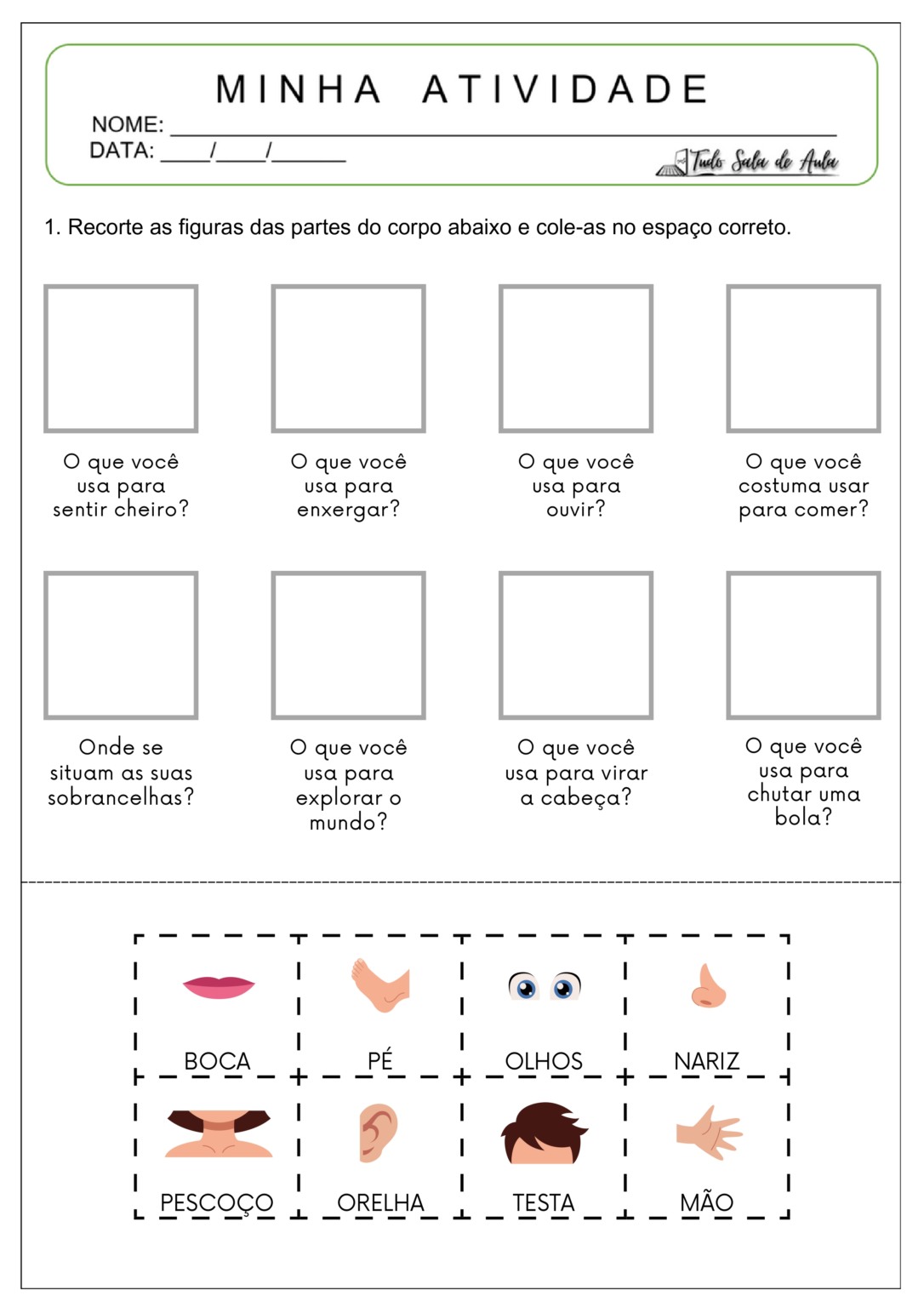 10 Atividades do Corpo Humano para o 1º ano Fundamental - Tudo Sala de Aula