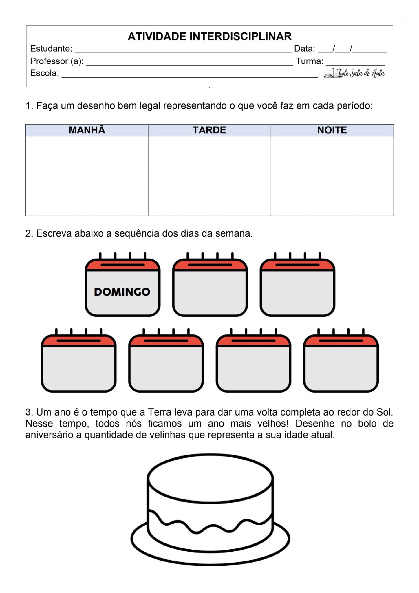 Atividades sobre Escalas de Tempo para o 1º ano fundamental - Tudo Sala ...