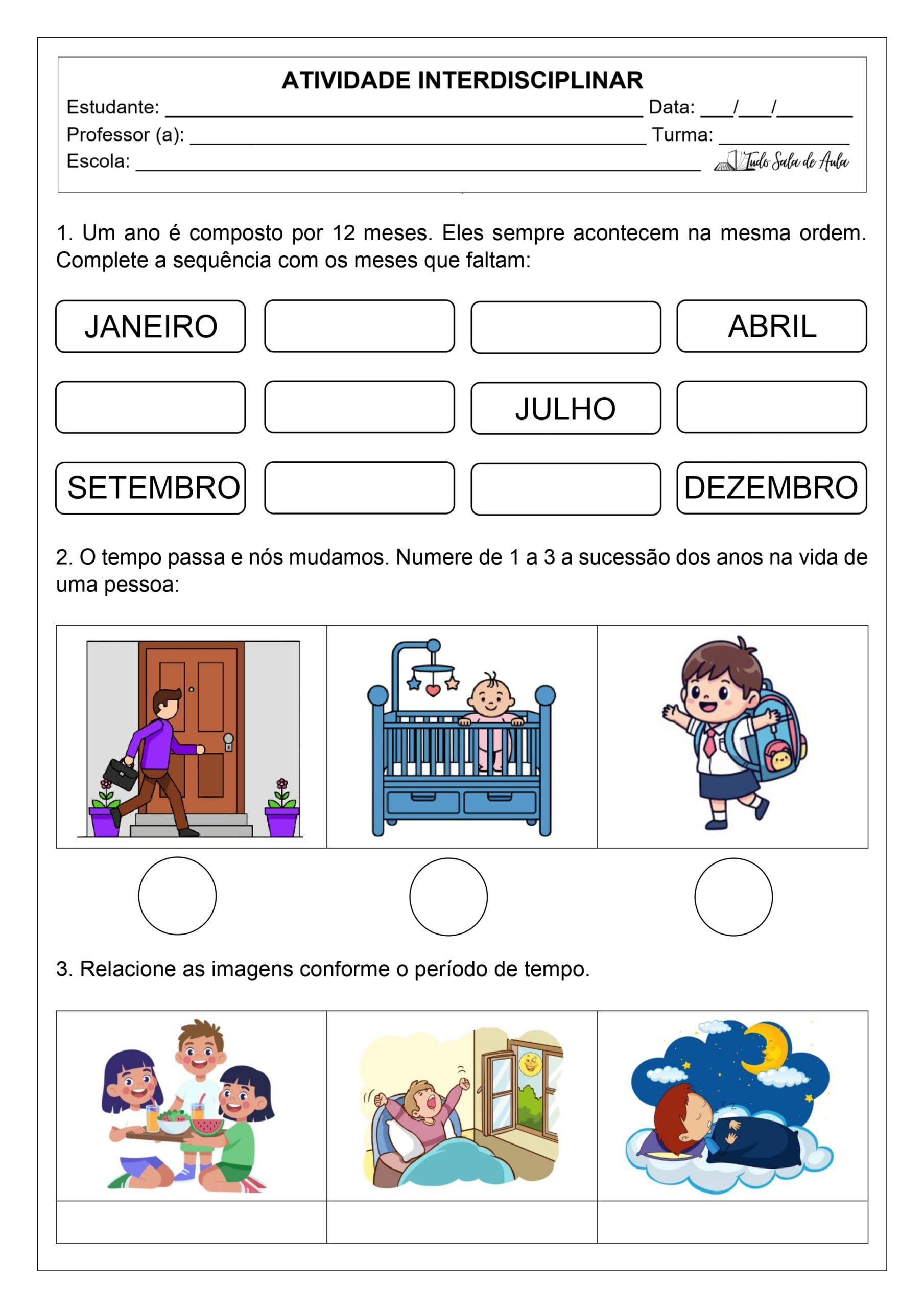 Atividades sobre Escalas de Tempo para o 1º ano fundamental - Tudo Sala ...