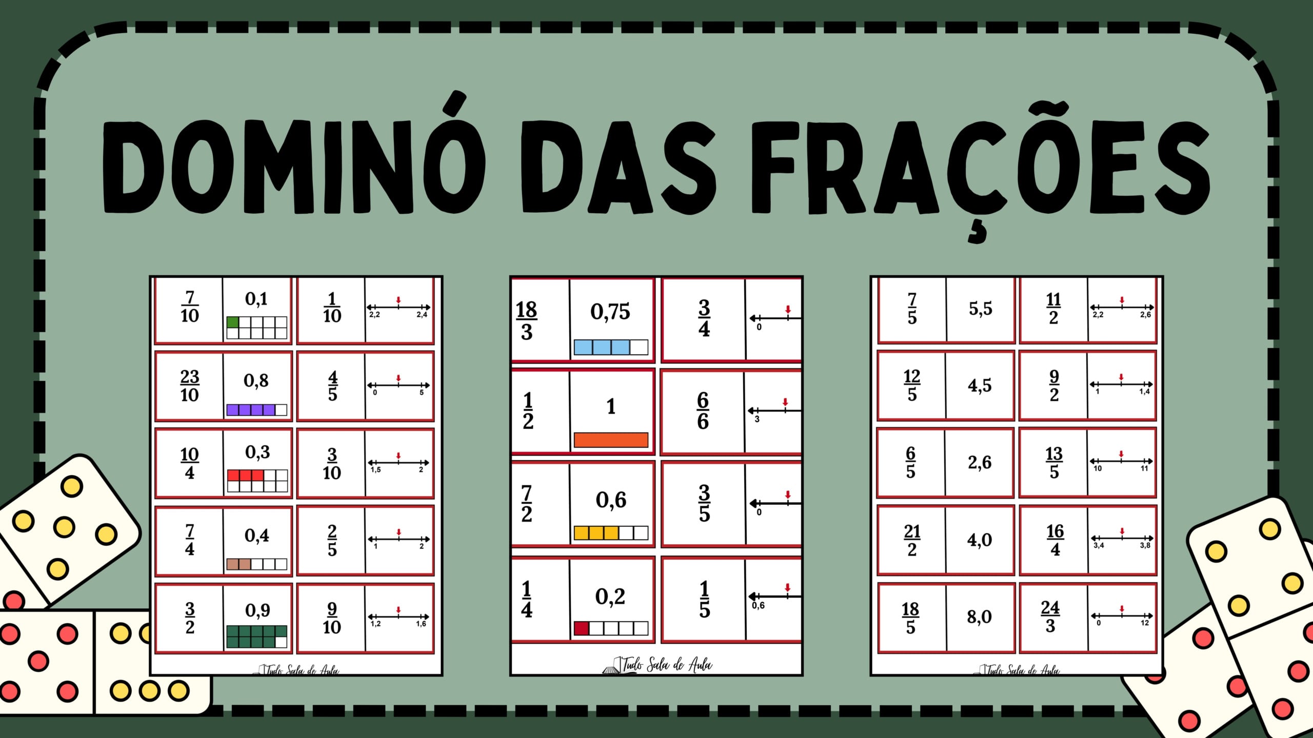 Dominó das Frações para Imprimir - Tudo Sala de Aula