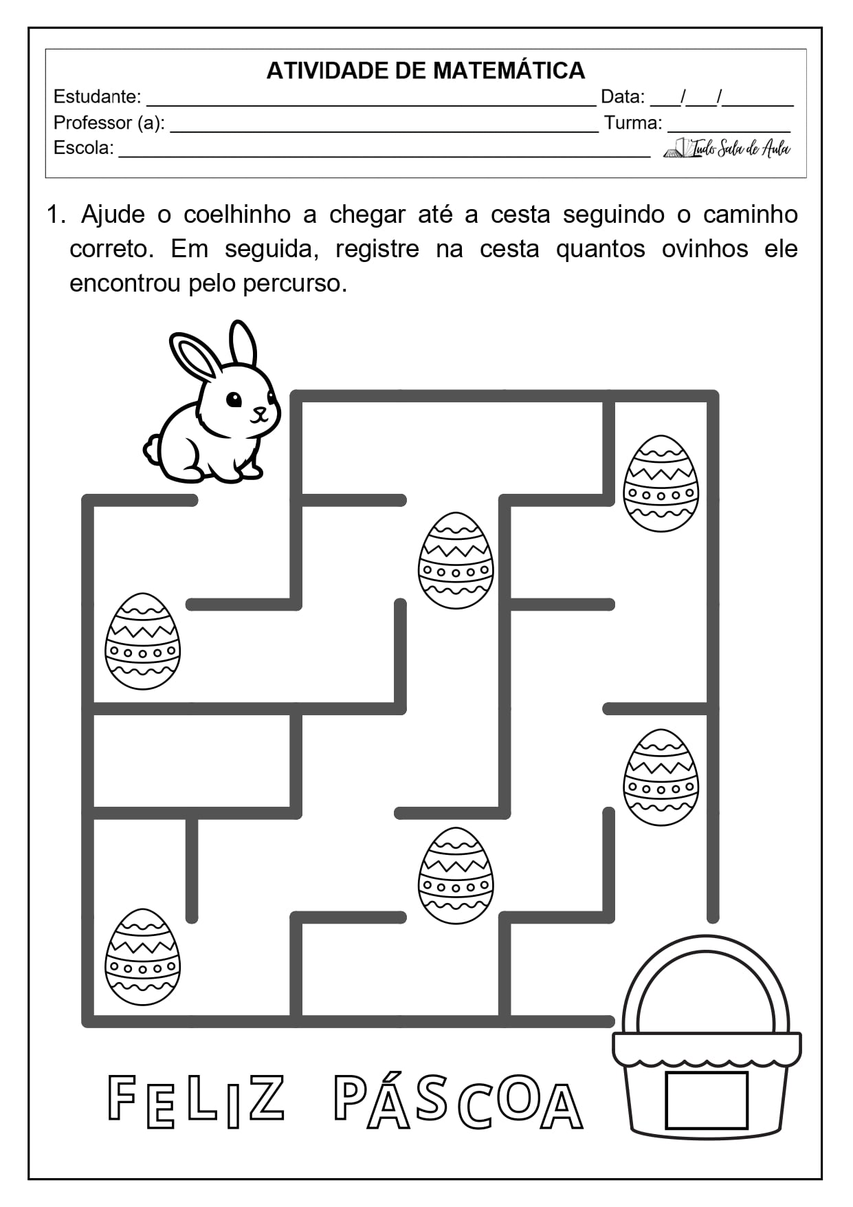 Atividades de Matemática sobre a Páscoa para o 1º ano - Tudo Sala de Aula