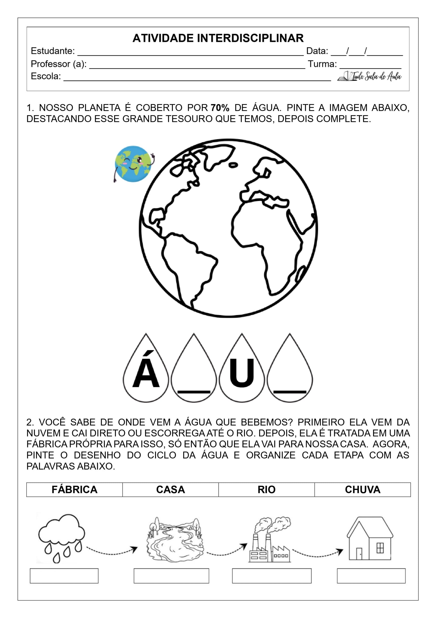 5 Atividades sobre o Dia da Água para o 1º ano Fundamental - Tudo Sala ...