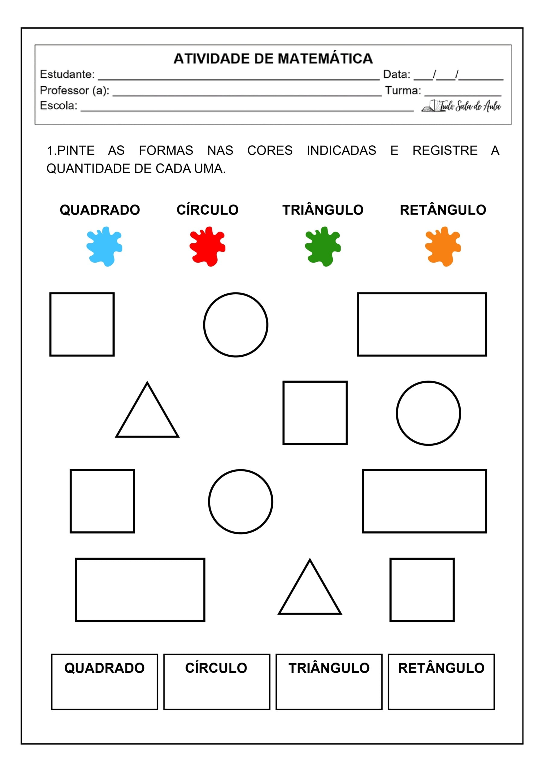 Atividades de Formas Geométricas com Pintura - 1º ano - Tudo Sala de Aula