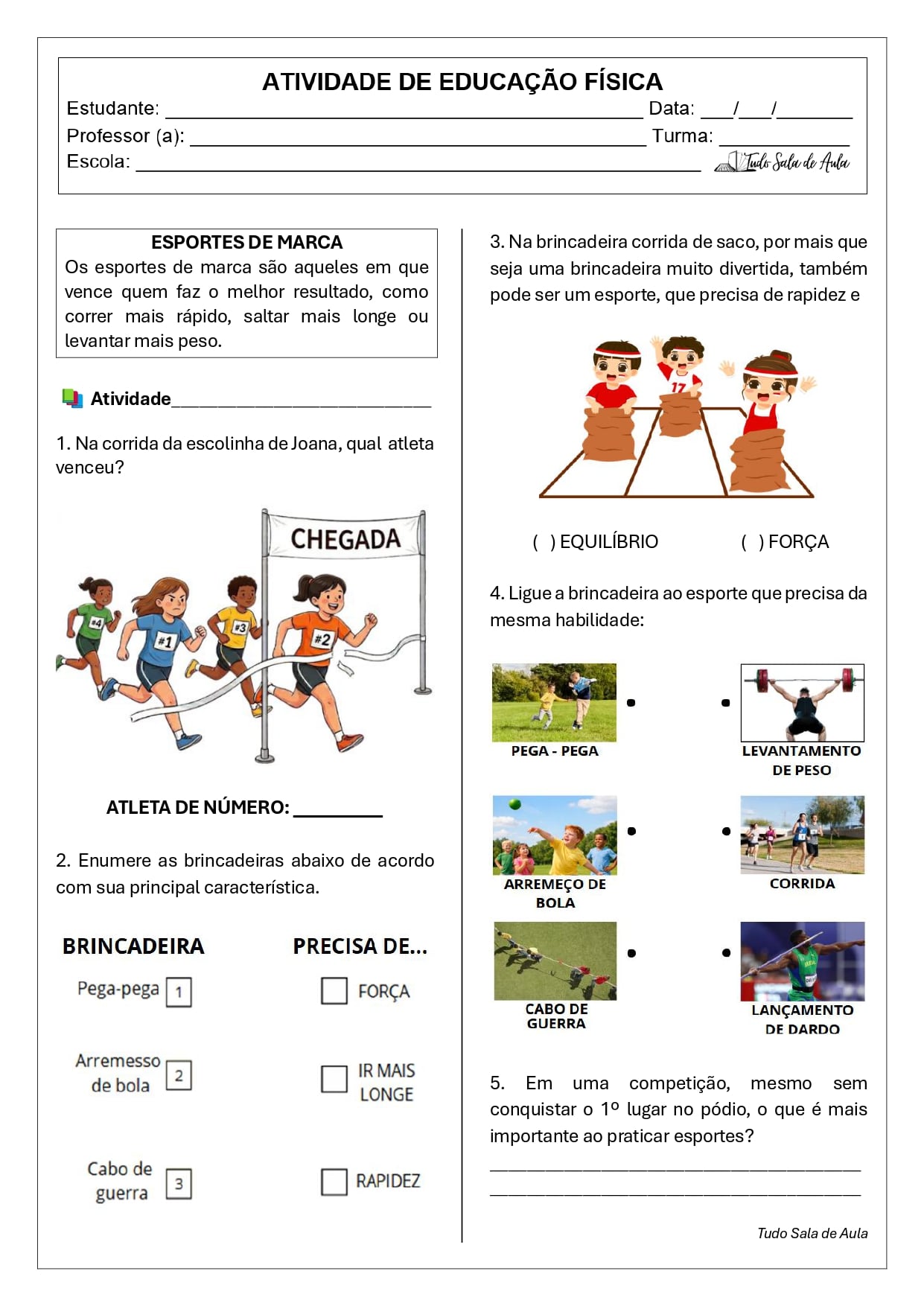 Atividades sobre Esportes de Marca e Precisão - 2º e 3º ano - Tudo Sala ...