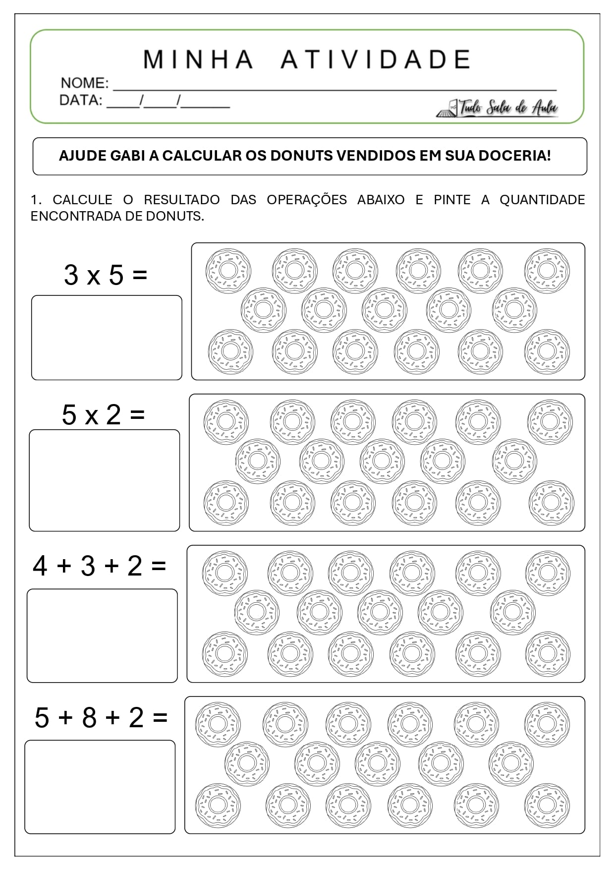 Atividades Adaptadas de Adição e Multiplicação - Tudo Sala de Aula