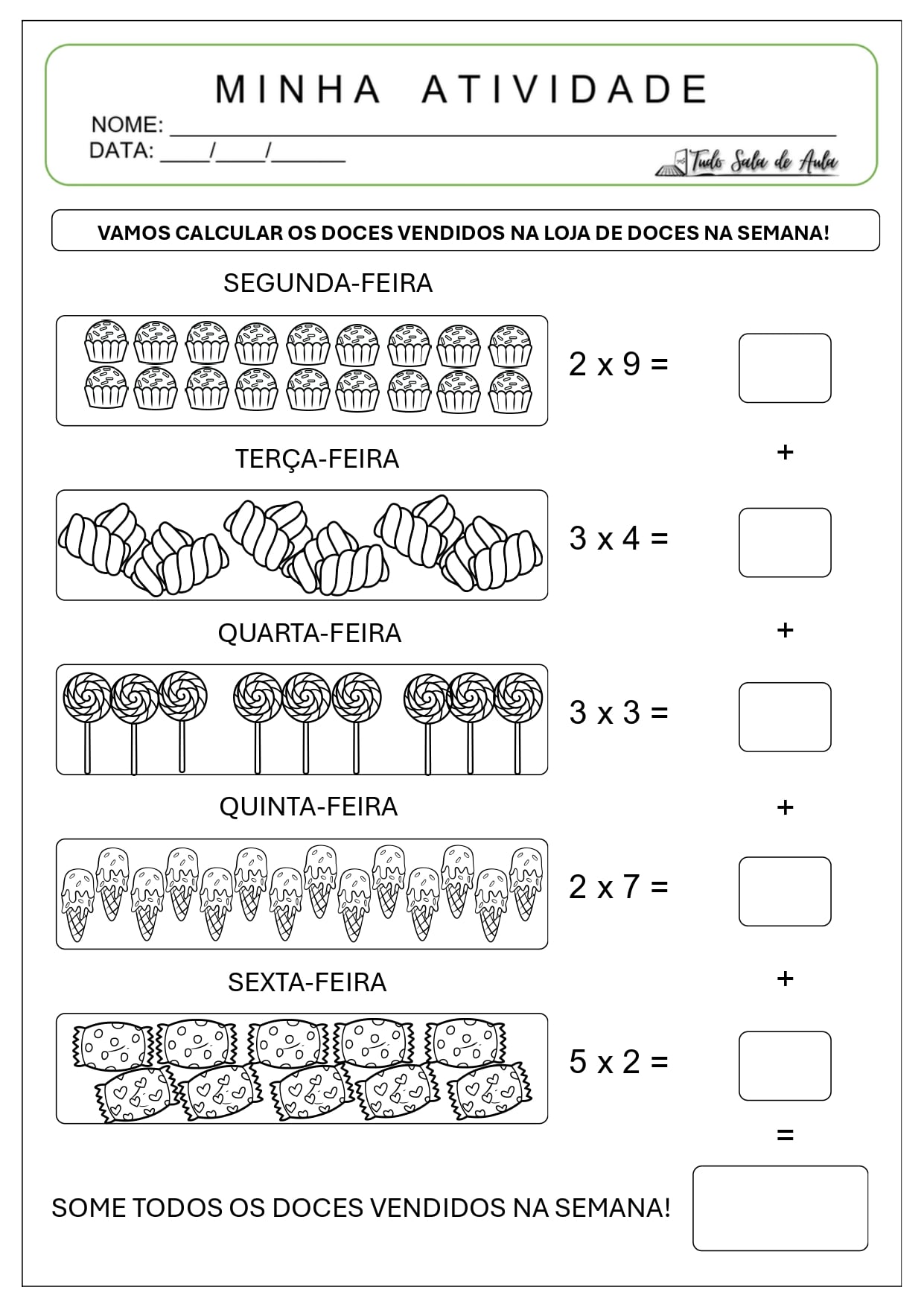Atividades Adaptadas de Adição e Multiplicação - Tudo Sala de Aula