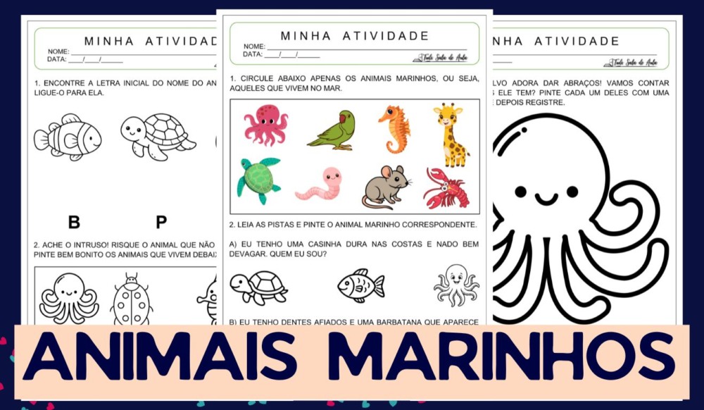 Atividades sobre os Animais Marinhos para a Educação Infantil - Tudo ...