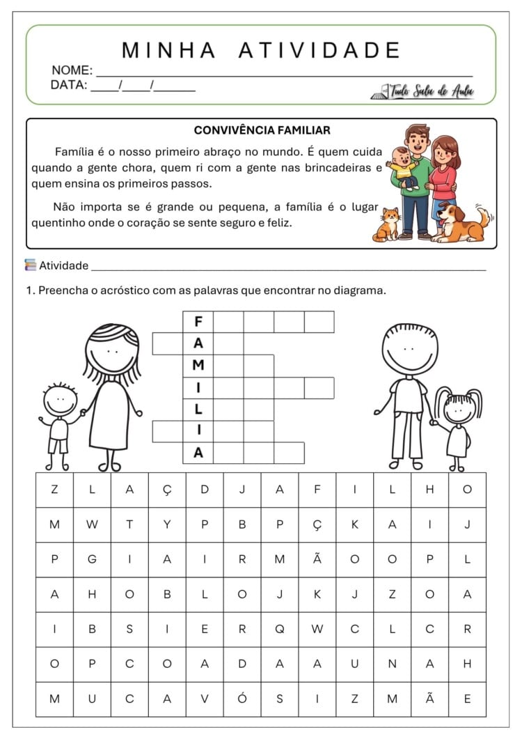 Atividades sobre Convivência Familiar - 1º Ano Fundamental - Tudo Sala ...