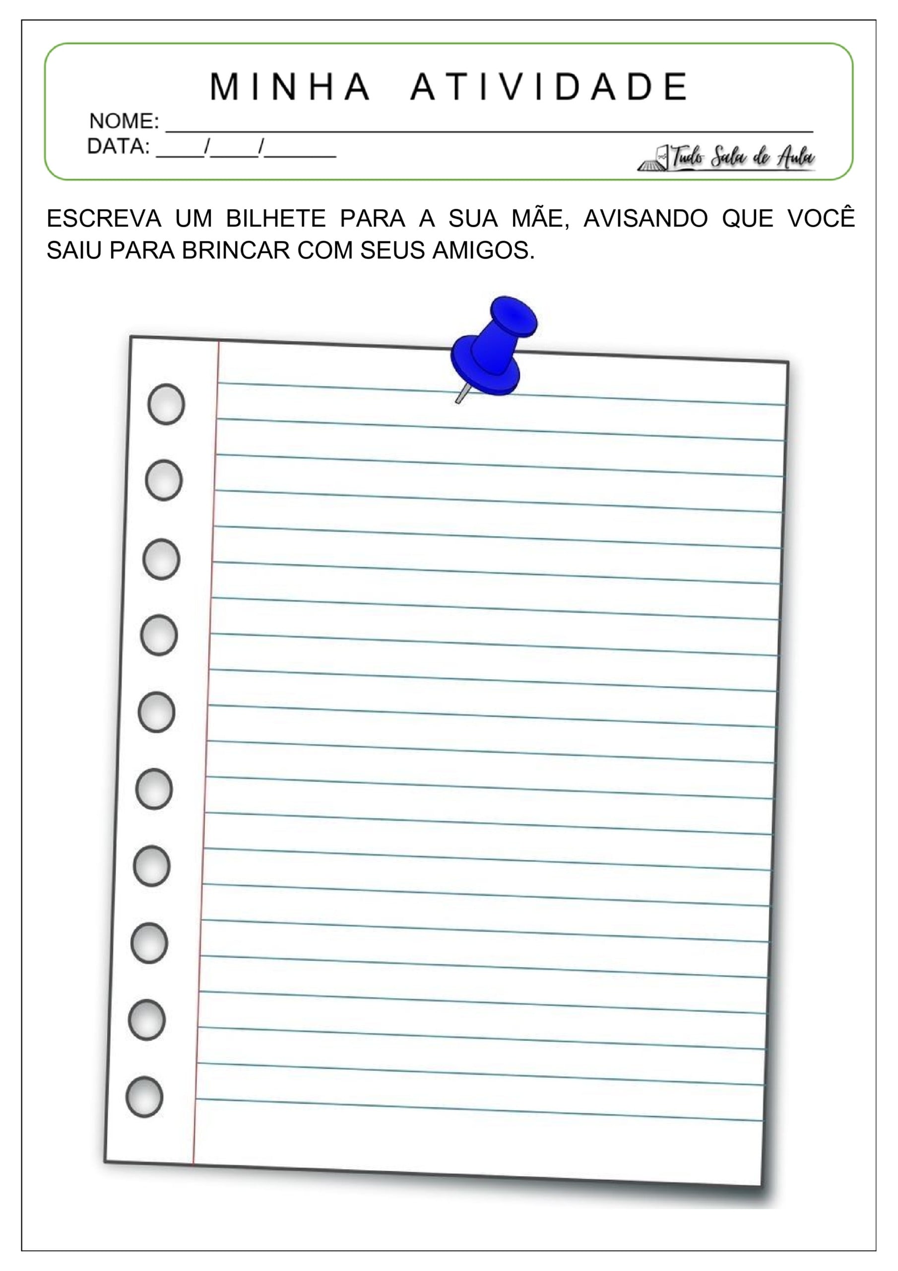 Produção de Texto: Gênero Bilhete - 3º e 4º ano - Tudo Sala de Aula