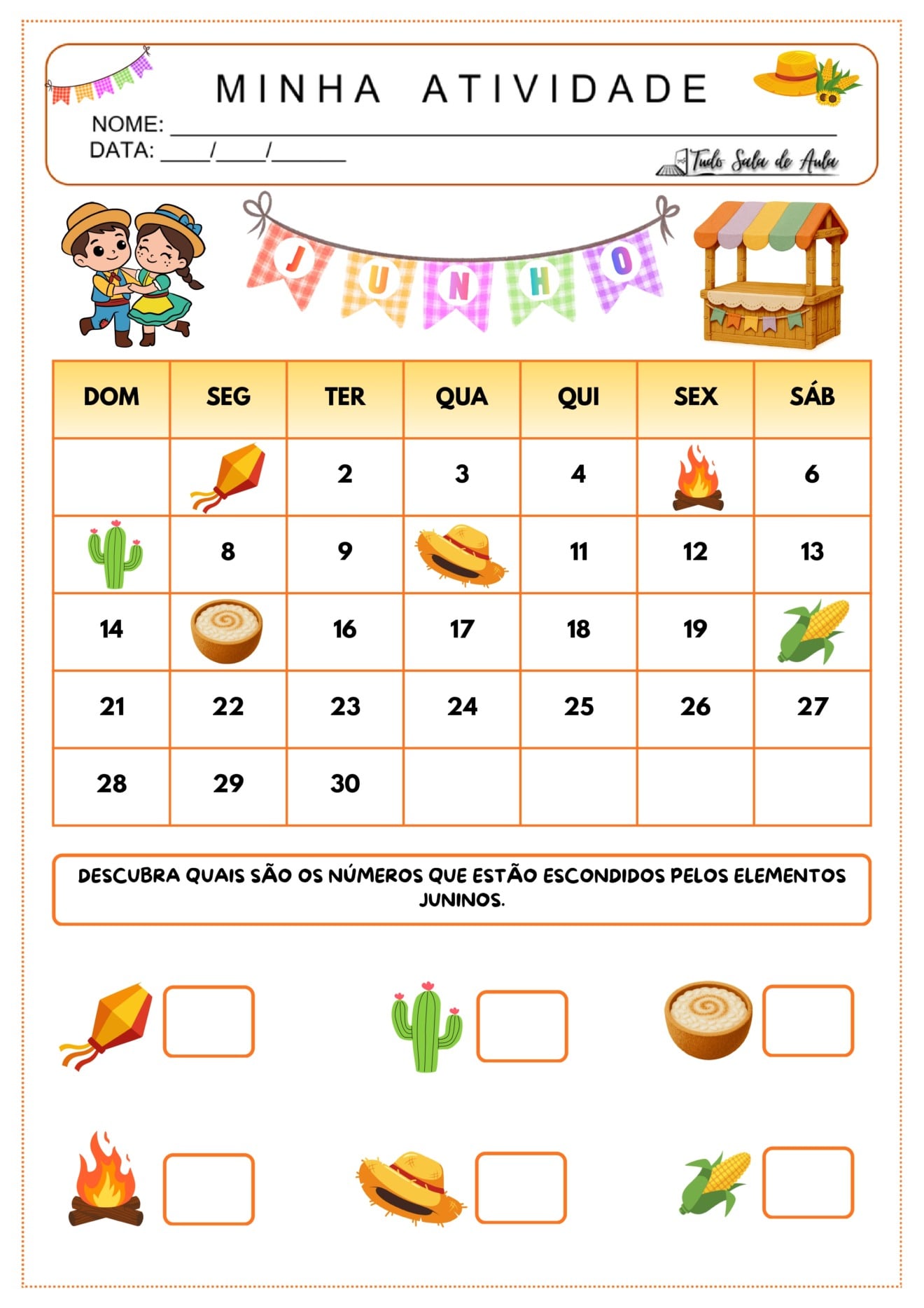 Atividades de Matemática sobre Festas Juninas para Educação Infantil ...
