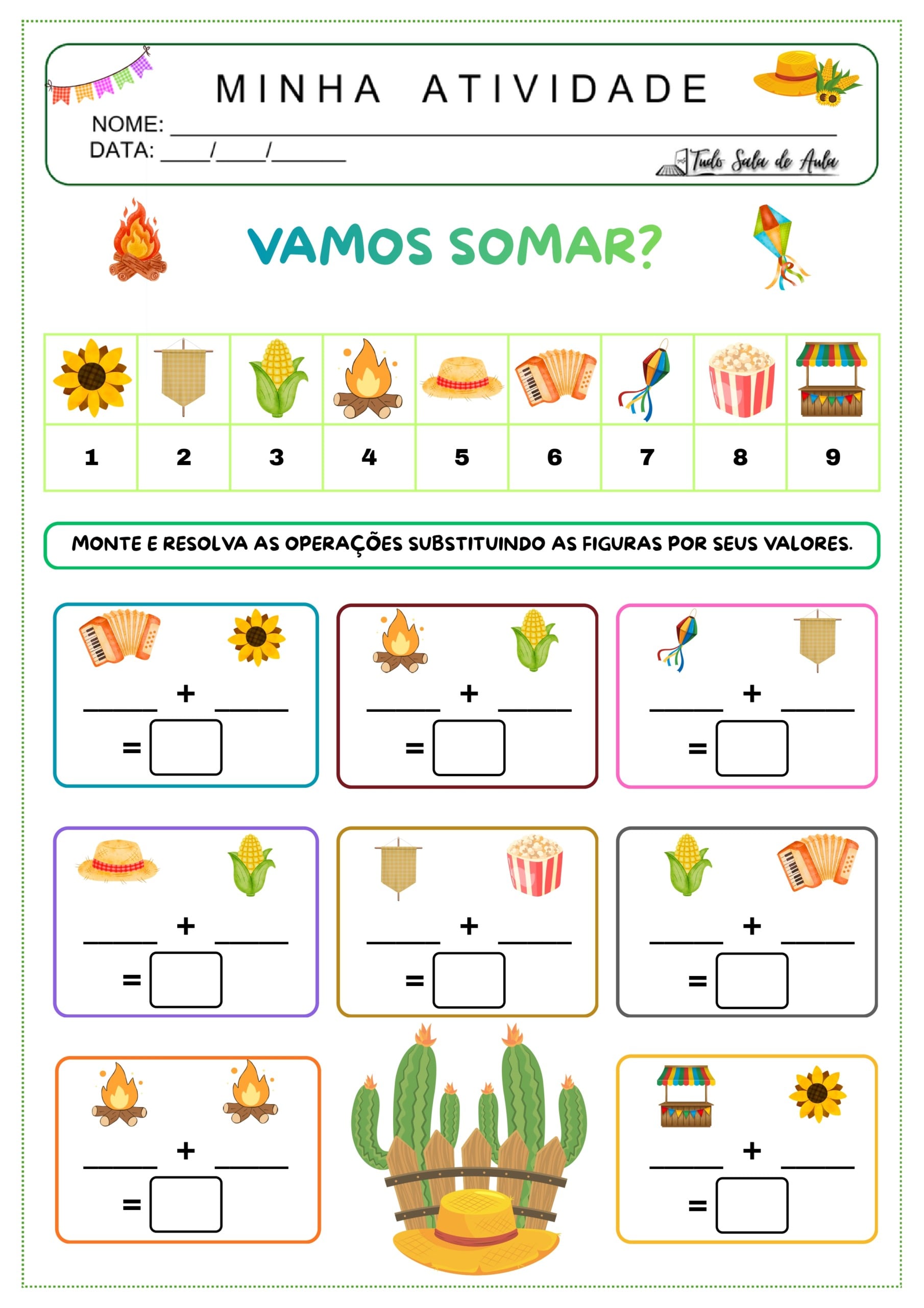 Atividades de Matemática sobre Festas Juninas para Educação Infantil ...