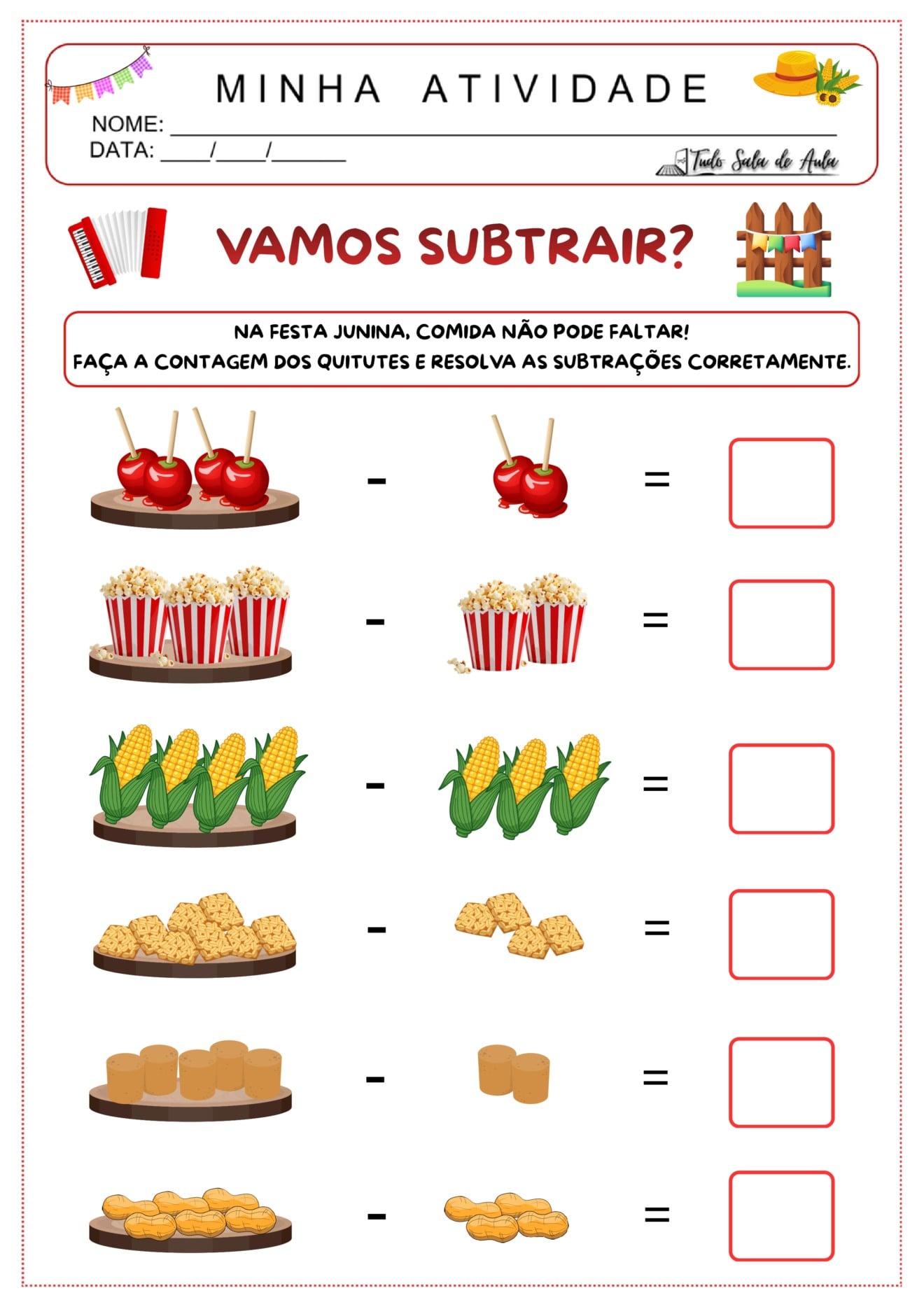 Atividades de Matemática sobre Festas Juninas para Educação Infantil ...