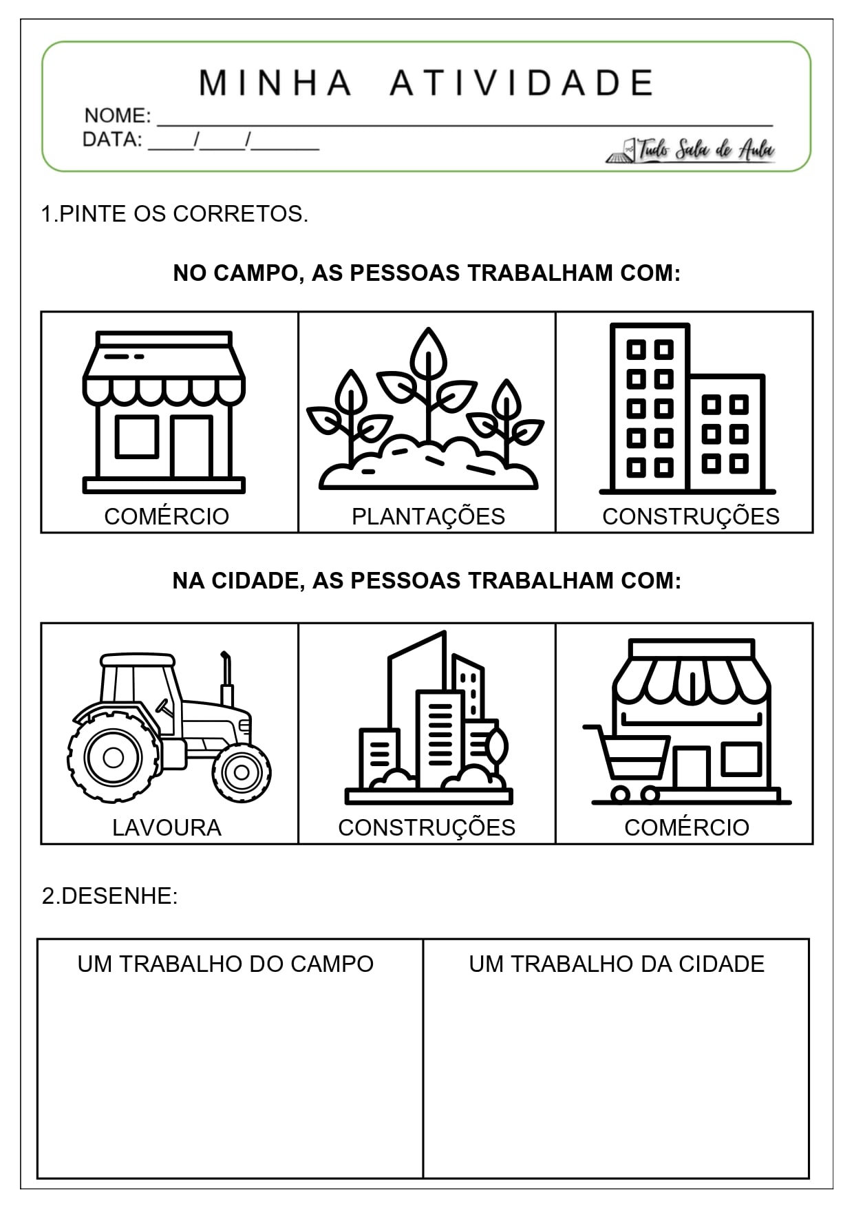 Atividades Adaptadas sobre o Trabalho do Campo e da Cidade - Tudo Sala ...