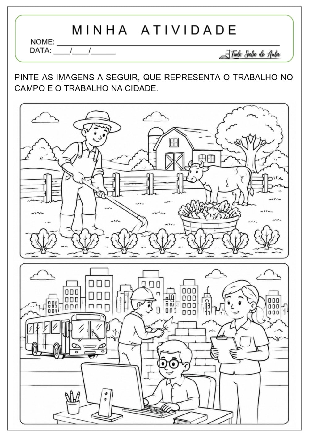 Atividades Adaptadas sobre o Trabalho do Campo e da Cidade - Tudo Sala ...