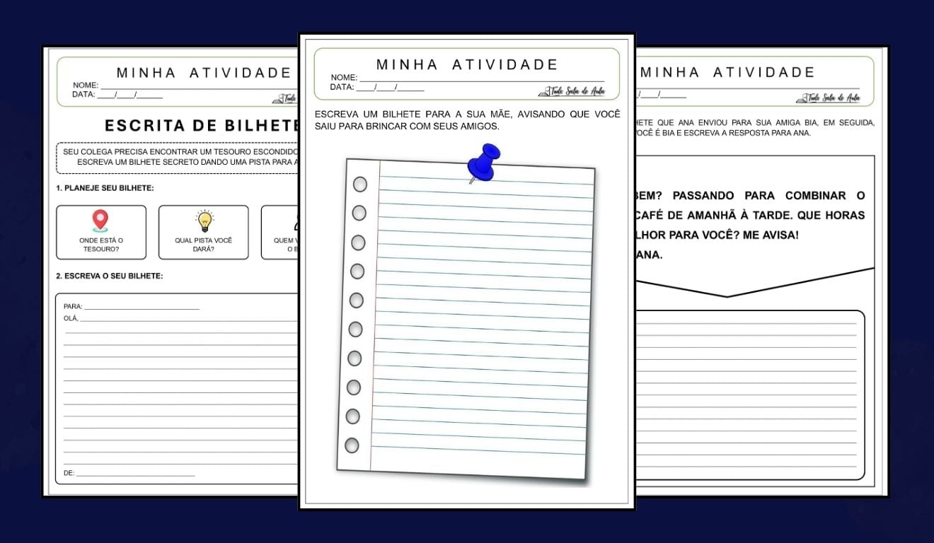 Produção de Texto: Gênero Bilhete - 3º e 4º ano - Tudo Sala de Aula
